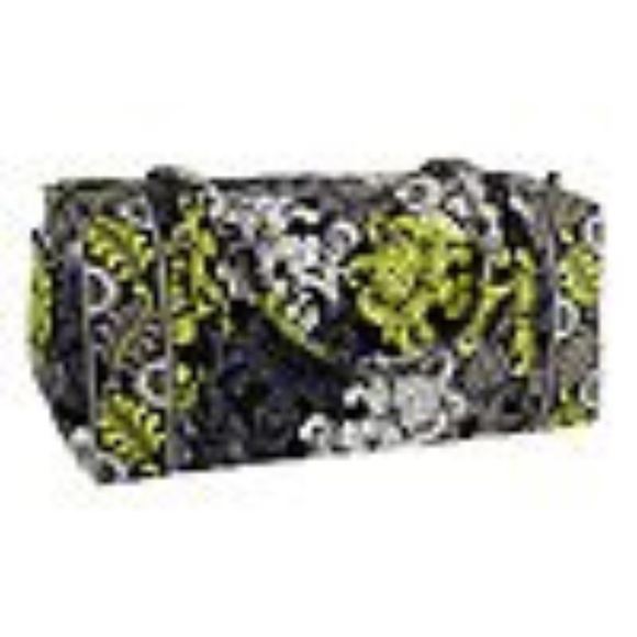 VERA BRADLEY Baroque 2010 XL Duffle Bag Yellow Black Y2K Travel Quilted Gray - Picture 2 of 2